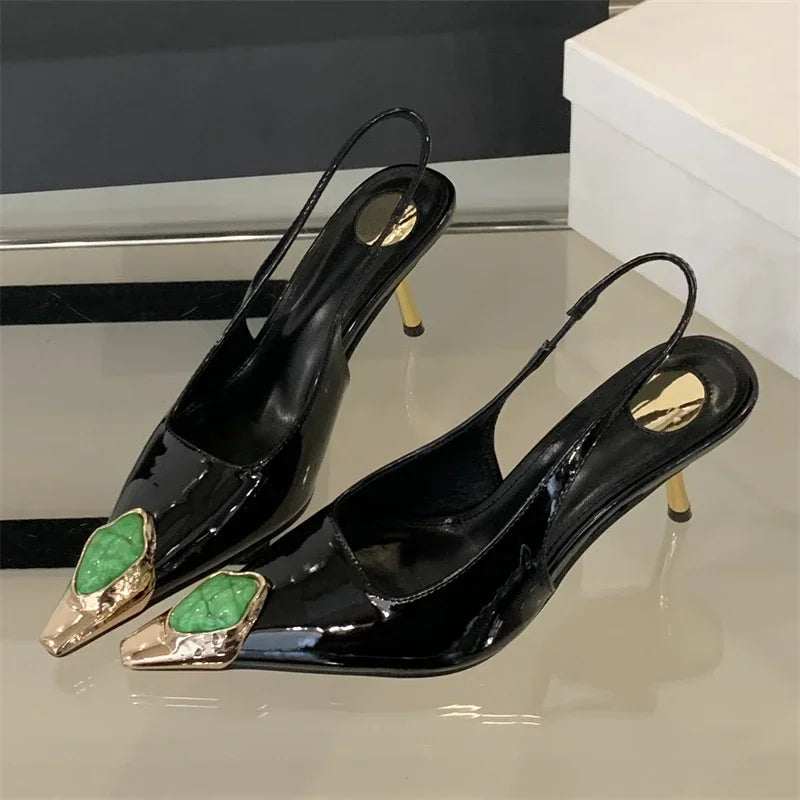 Jewel Accent Slingback Heels