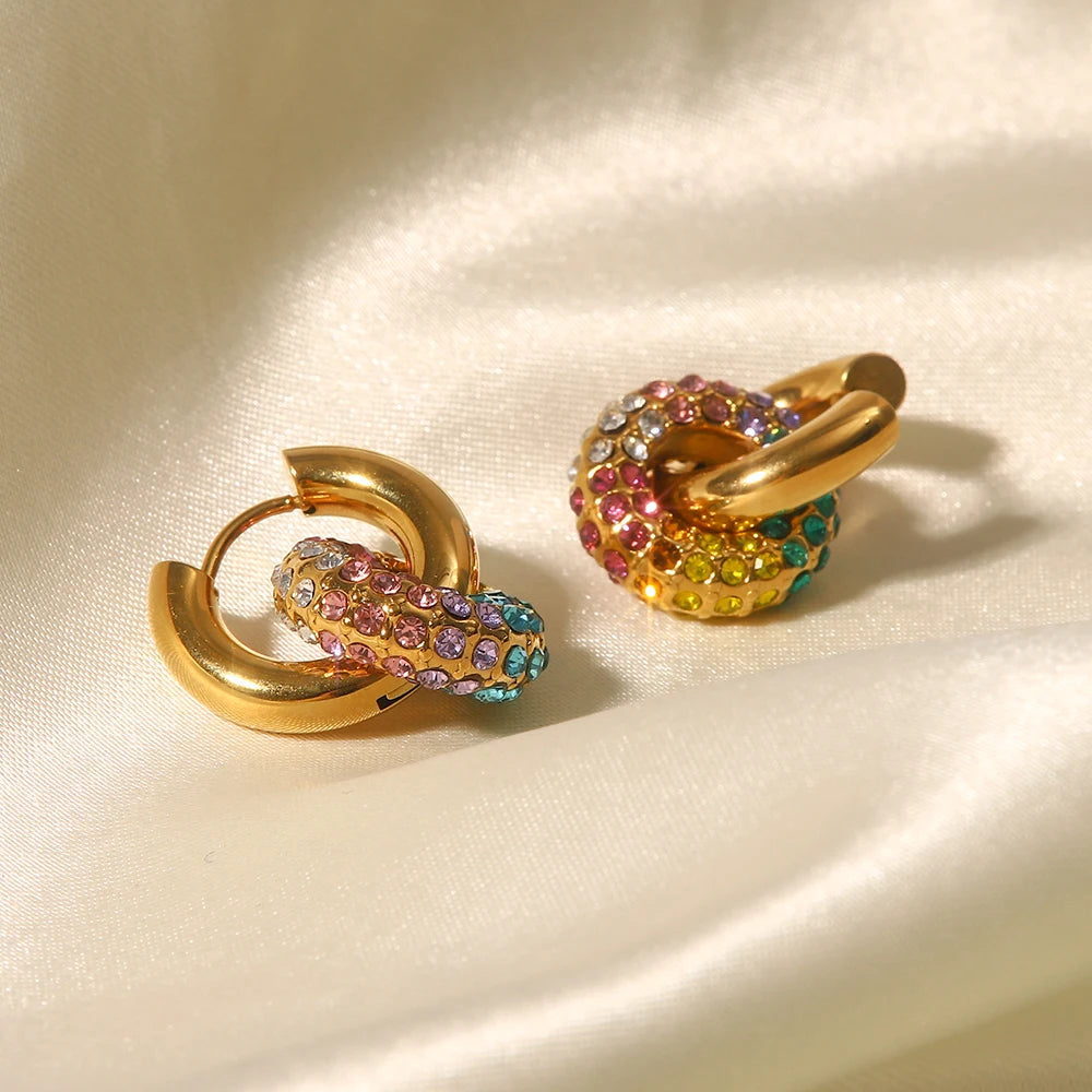 Rainbow Crystal Hoop Earrings