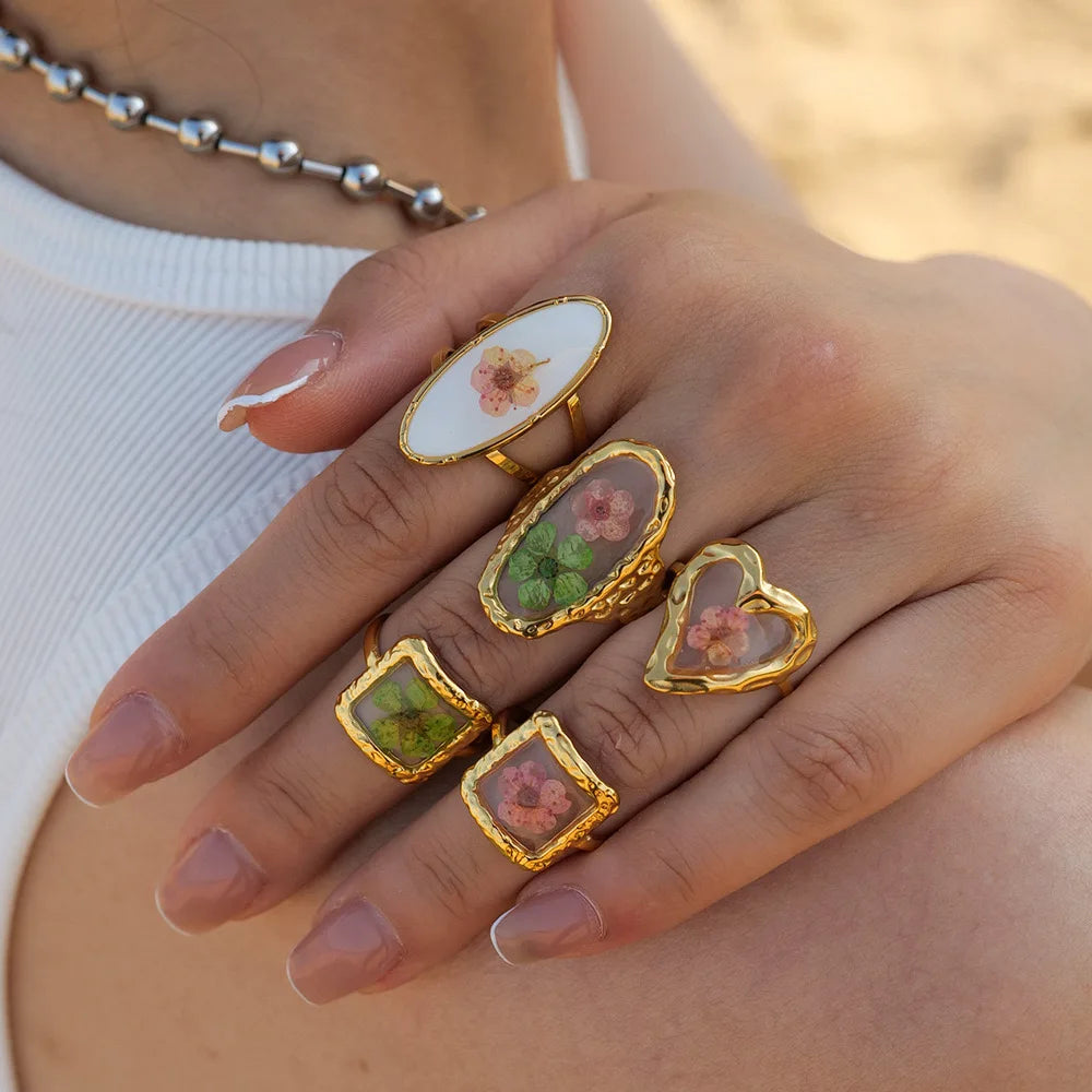 Pressed Flower Botanical Ring