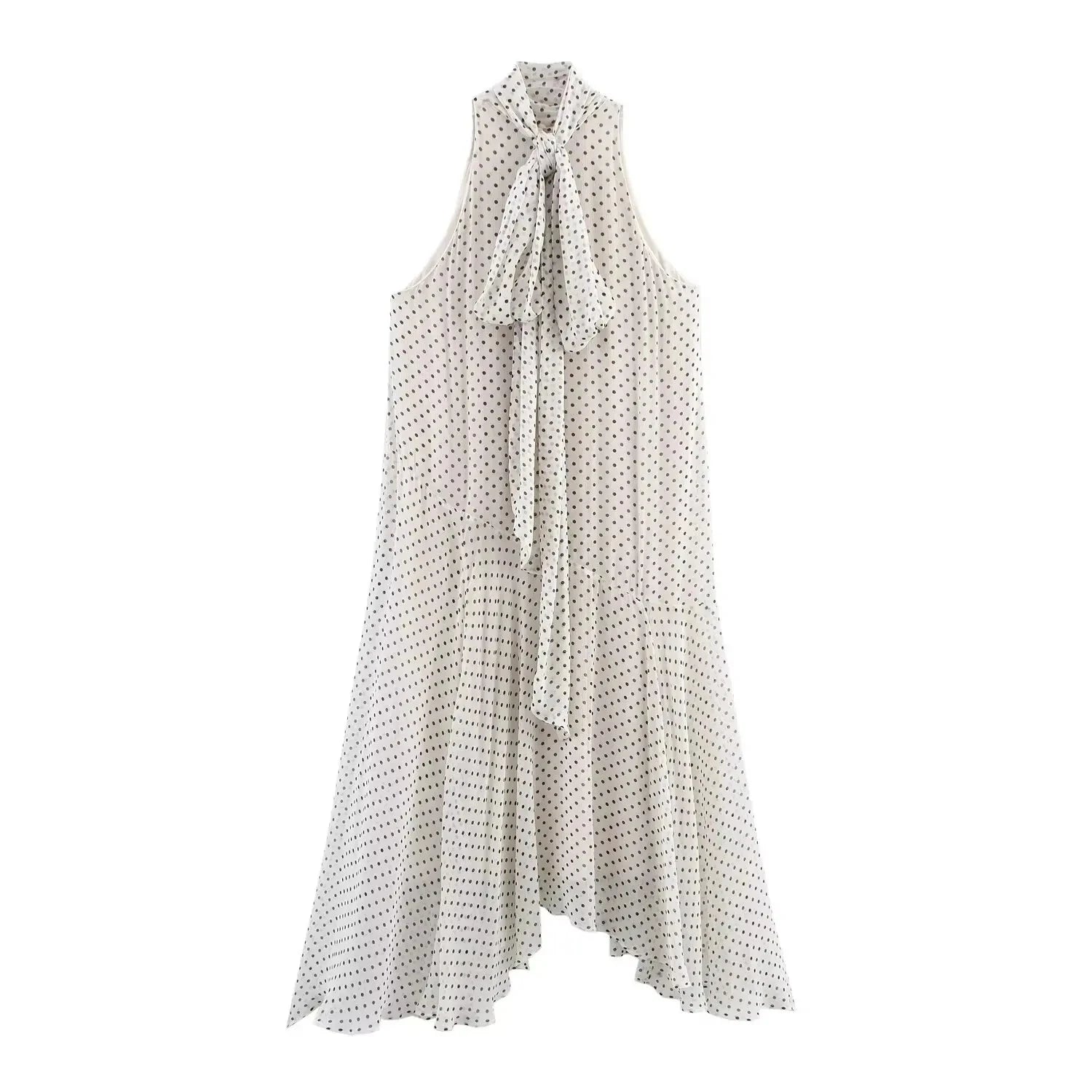 Polka Dot High Neck Swing Maxi Dress