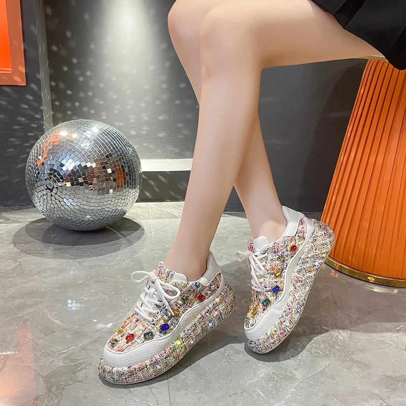 Crystal Embellished Platform Sneakers
