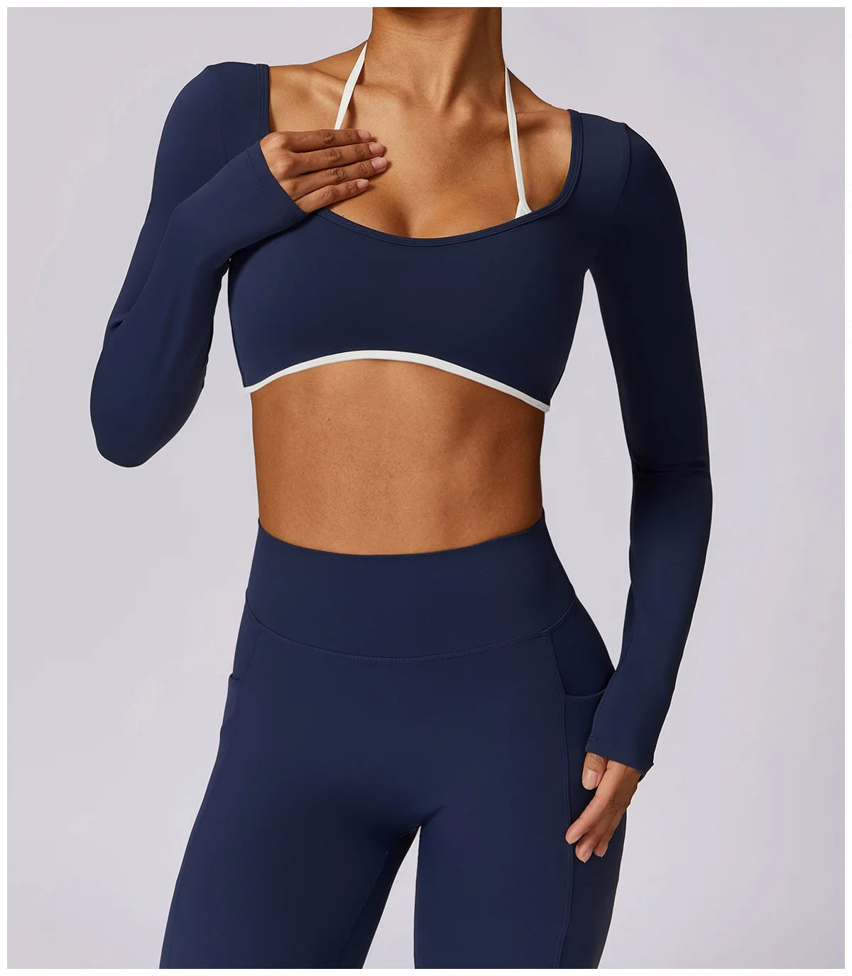 Square Neck Long Sleeve Leggings Set