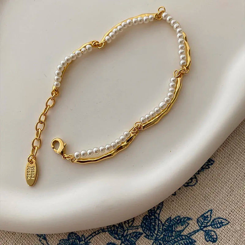 Pearl Molten Link Chain Bracelet