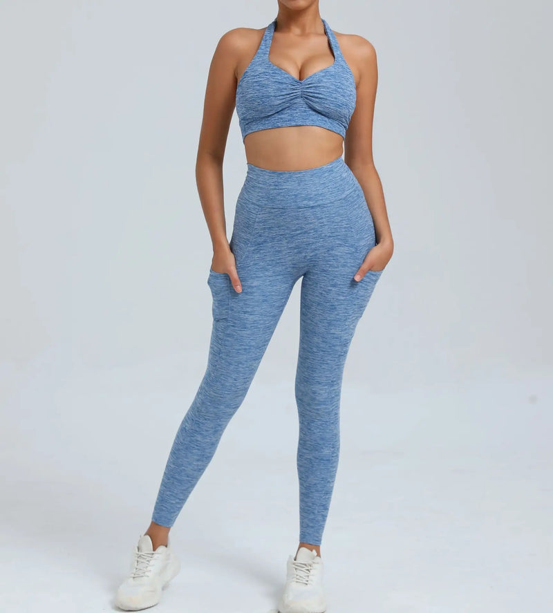 Halter Bra & Pocket Leggings Workout Set
