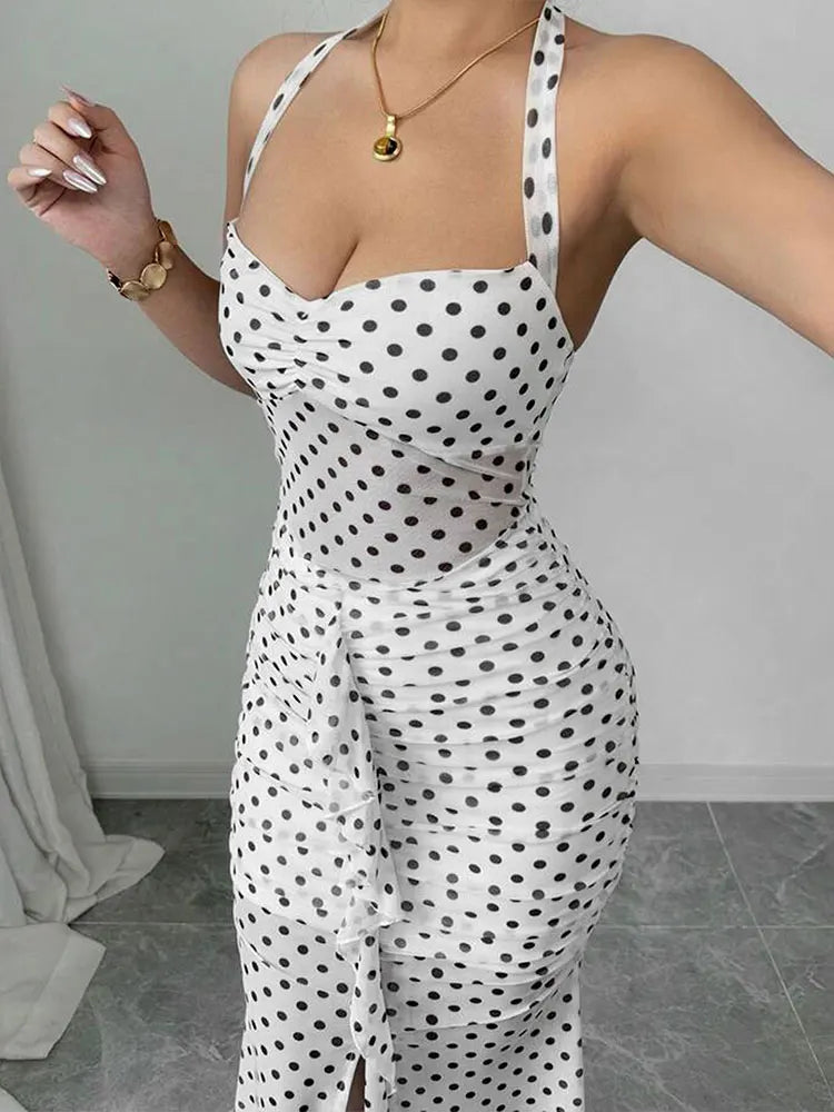 White Dotted Long Dress