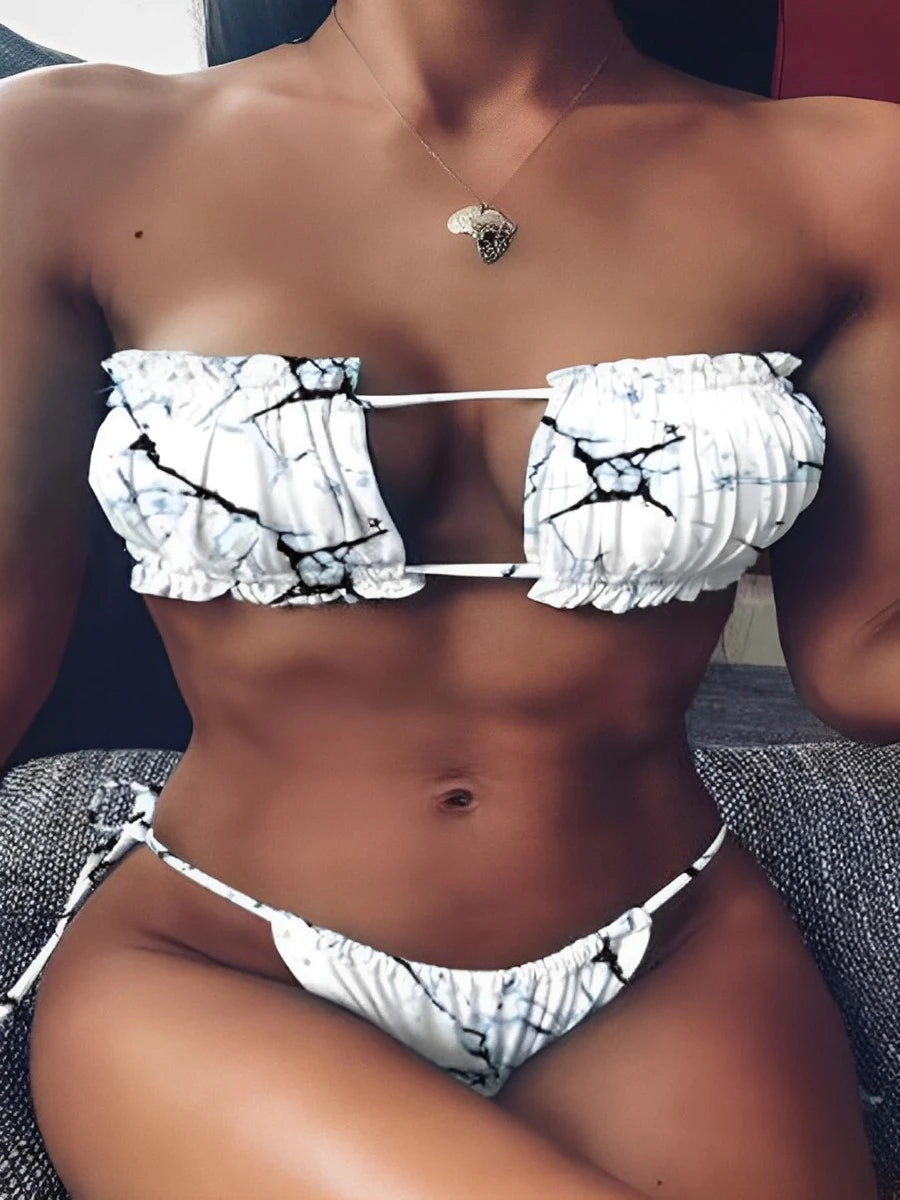Snakeskin Bandeau Bikini Set