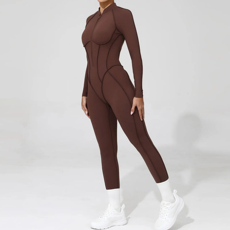 Long Sleeve Zip Front Jumpsuit