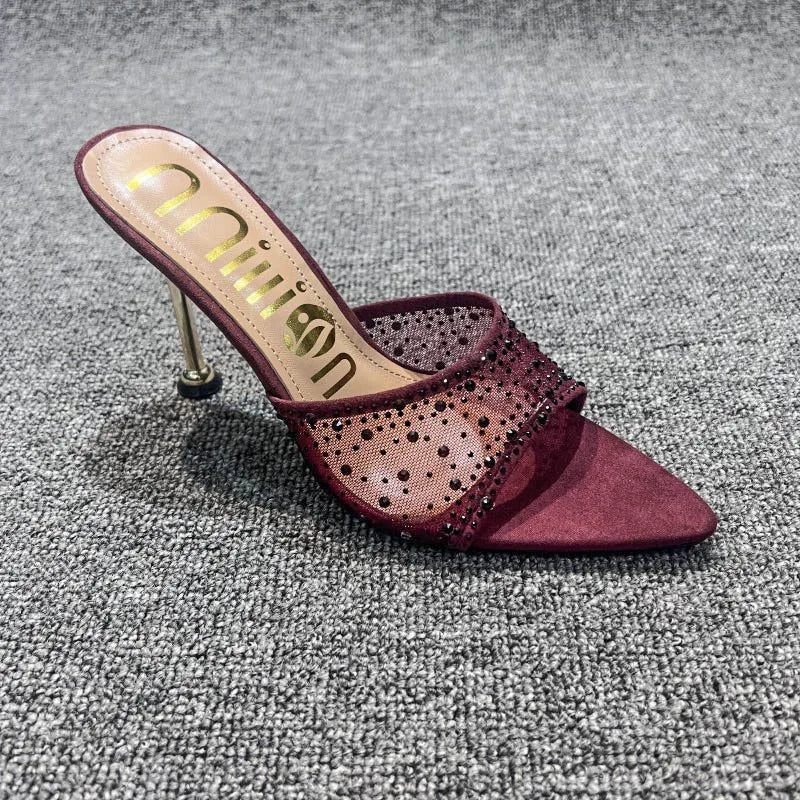 Mesh Rhinestone Stiletto Heels