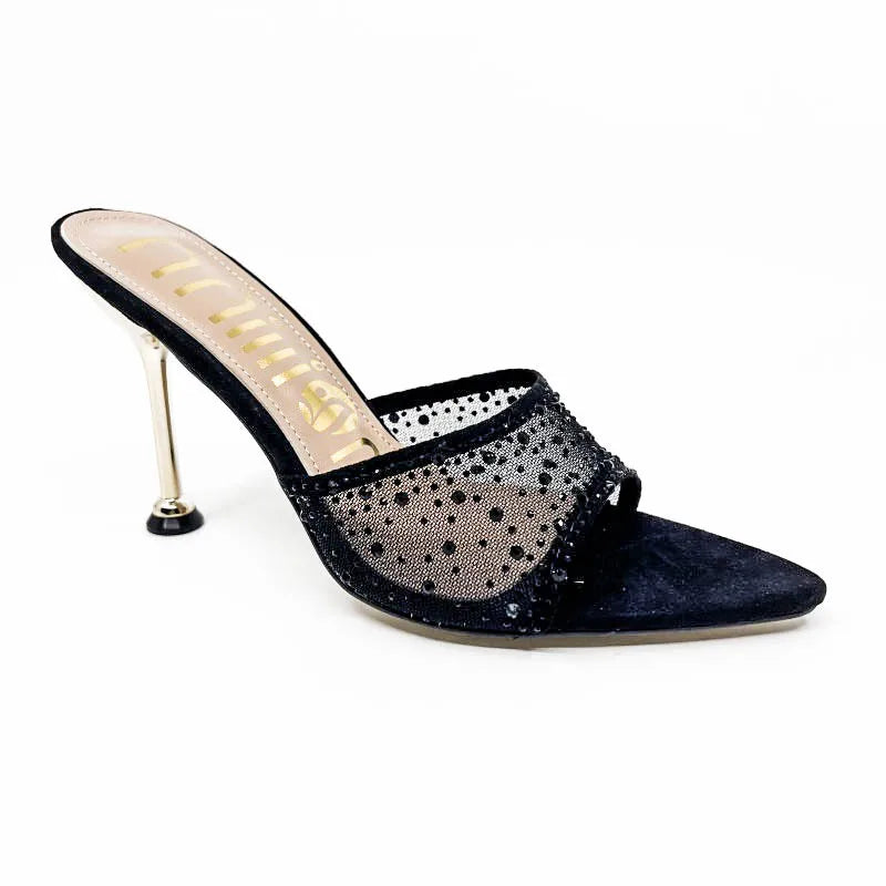 Mesh Rhinestone Stiletto Heels