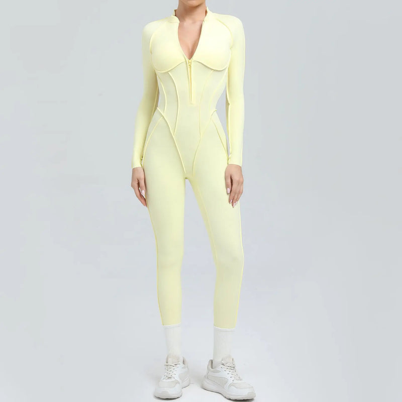 Long Sleeve Zip Front Jumpsuit