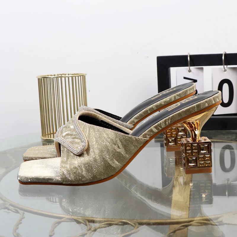 Embellished Block Heel Mules