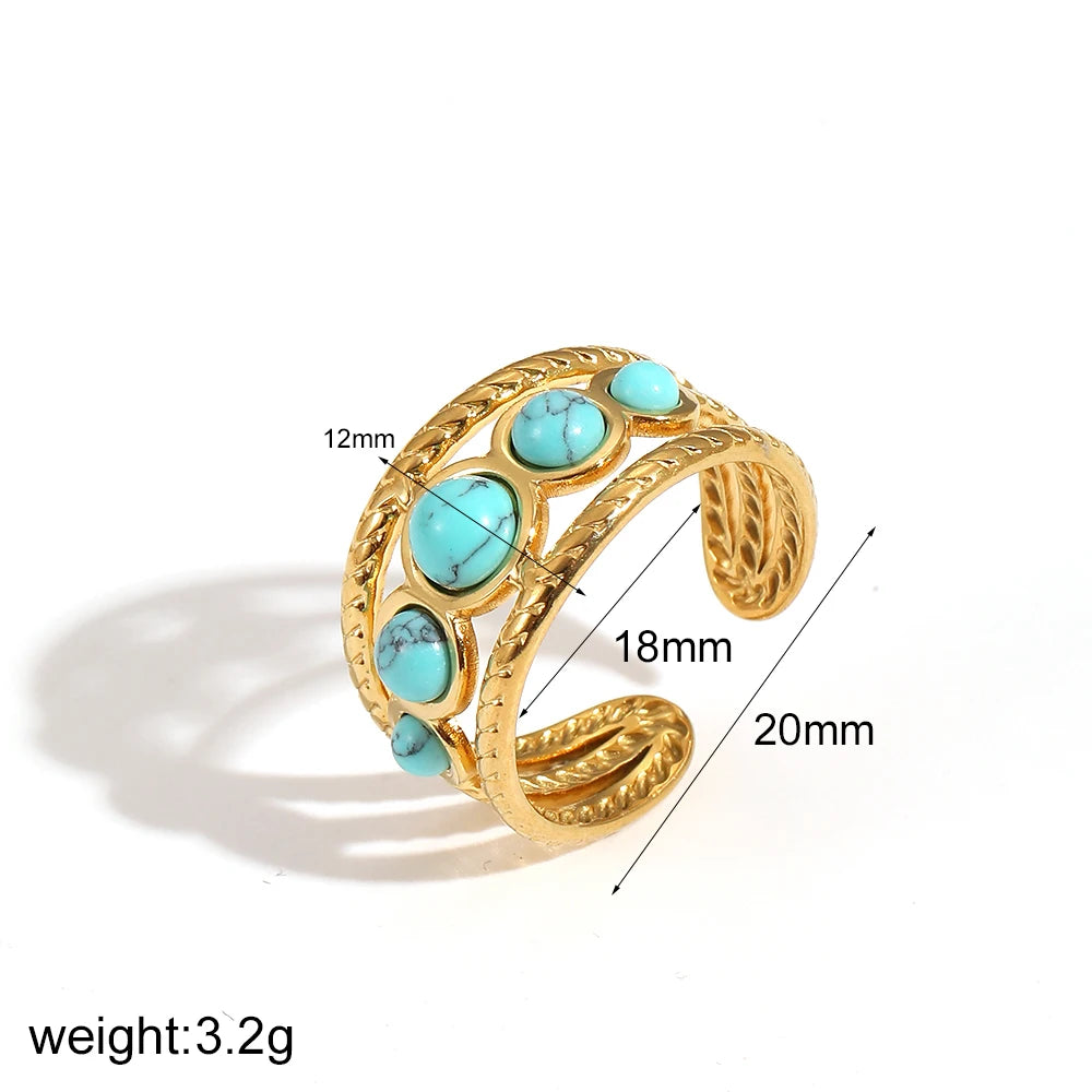 Boho Turquoise Ring Set
