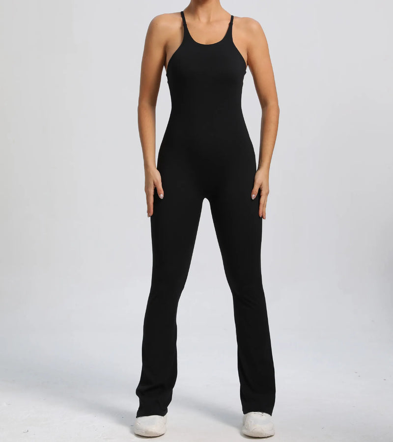 Navy Flared Workout Jumpsuit