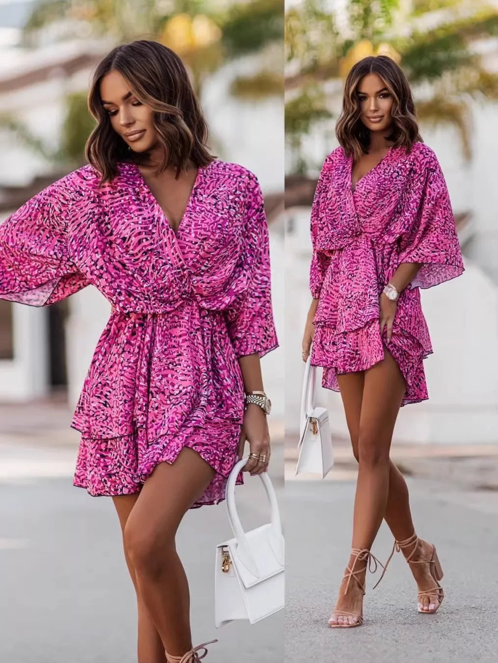 Floral Flare Kimono Mini Dress