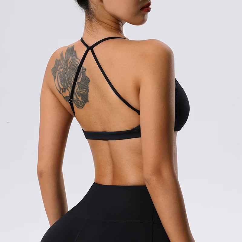 Twist-Front Halter Sports Bra