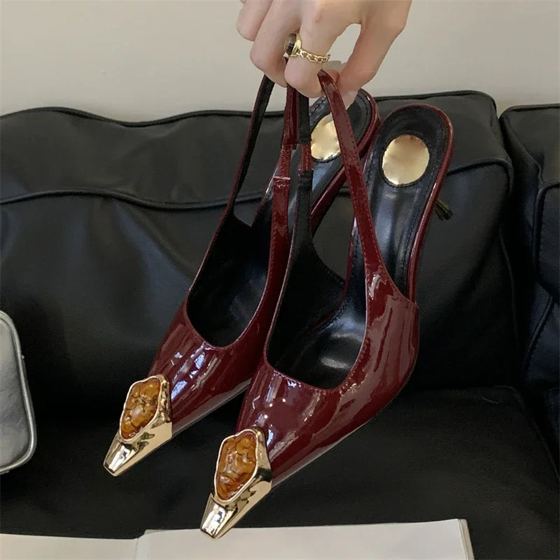 Jewel Accent Slingback Heels