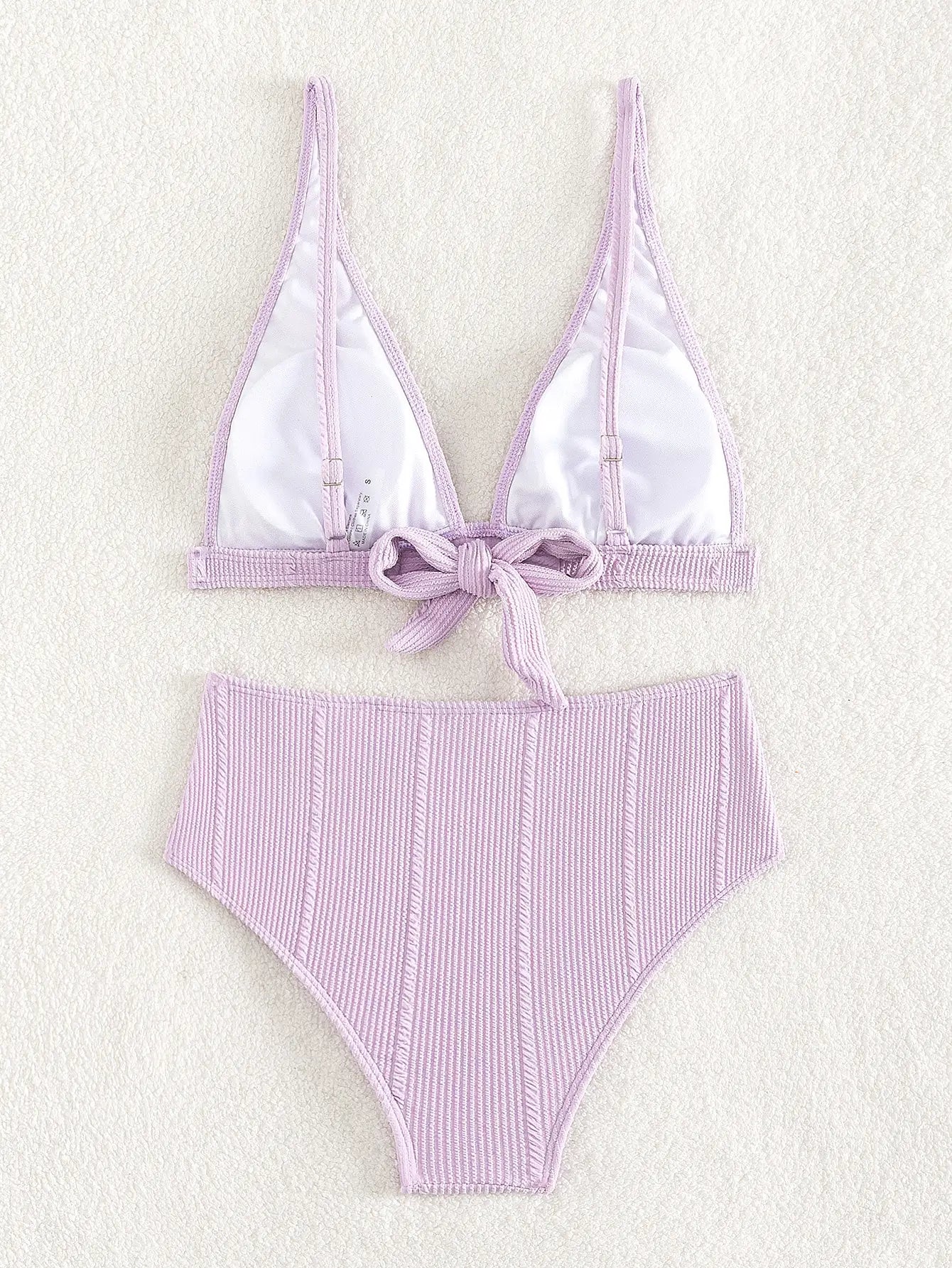 Textured High Waist Bikini Set