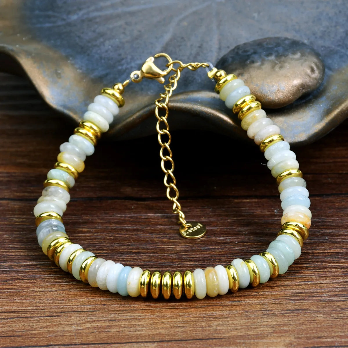 Multicolor Beaded Bracelet with Gold Accents