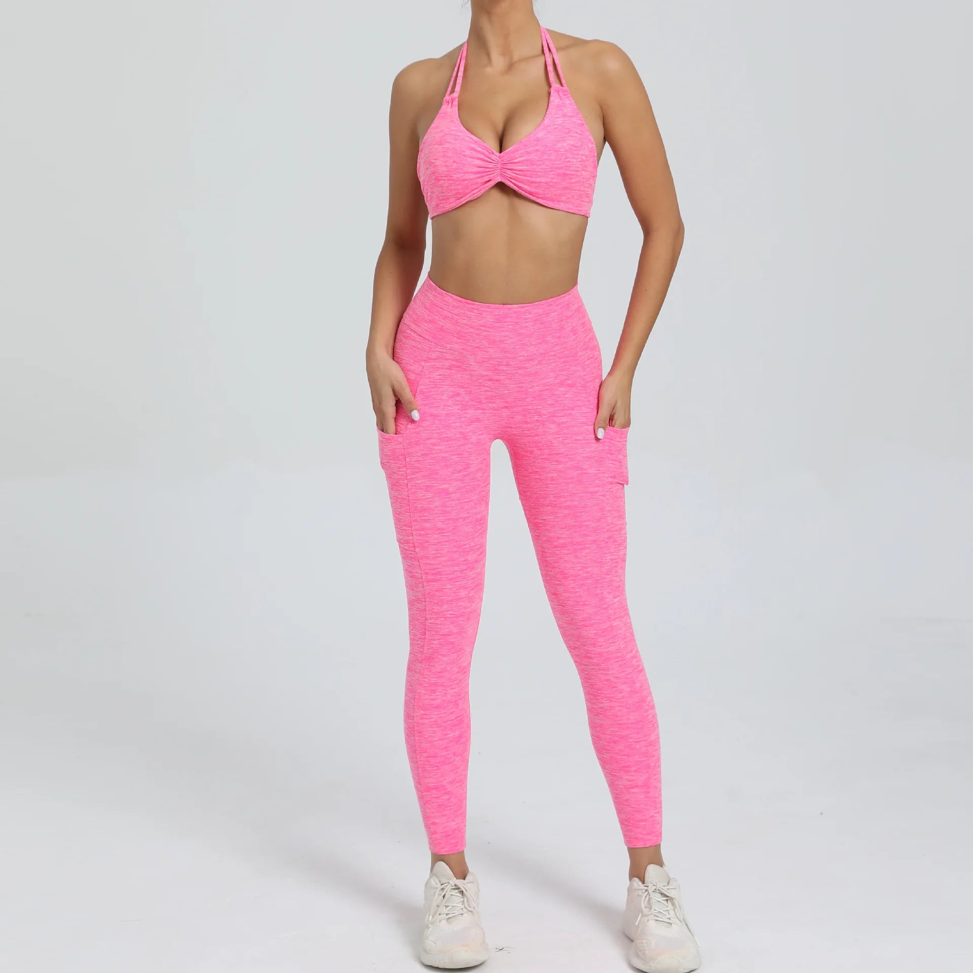 Halter & Ruched Leggings Workout Set