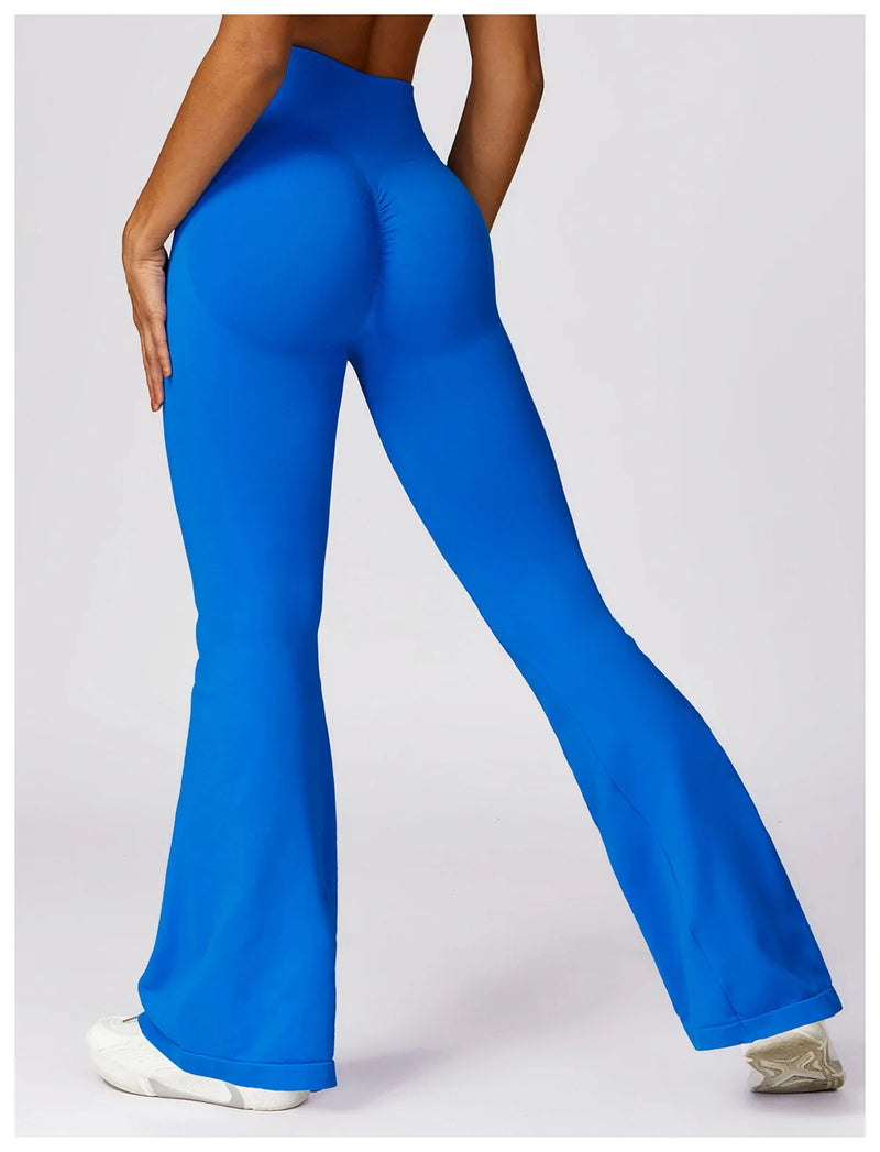 Ribbed Waist Flared Leggings