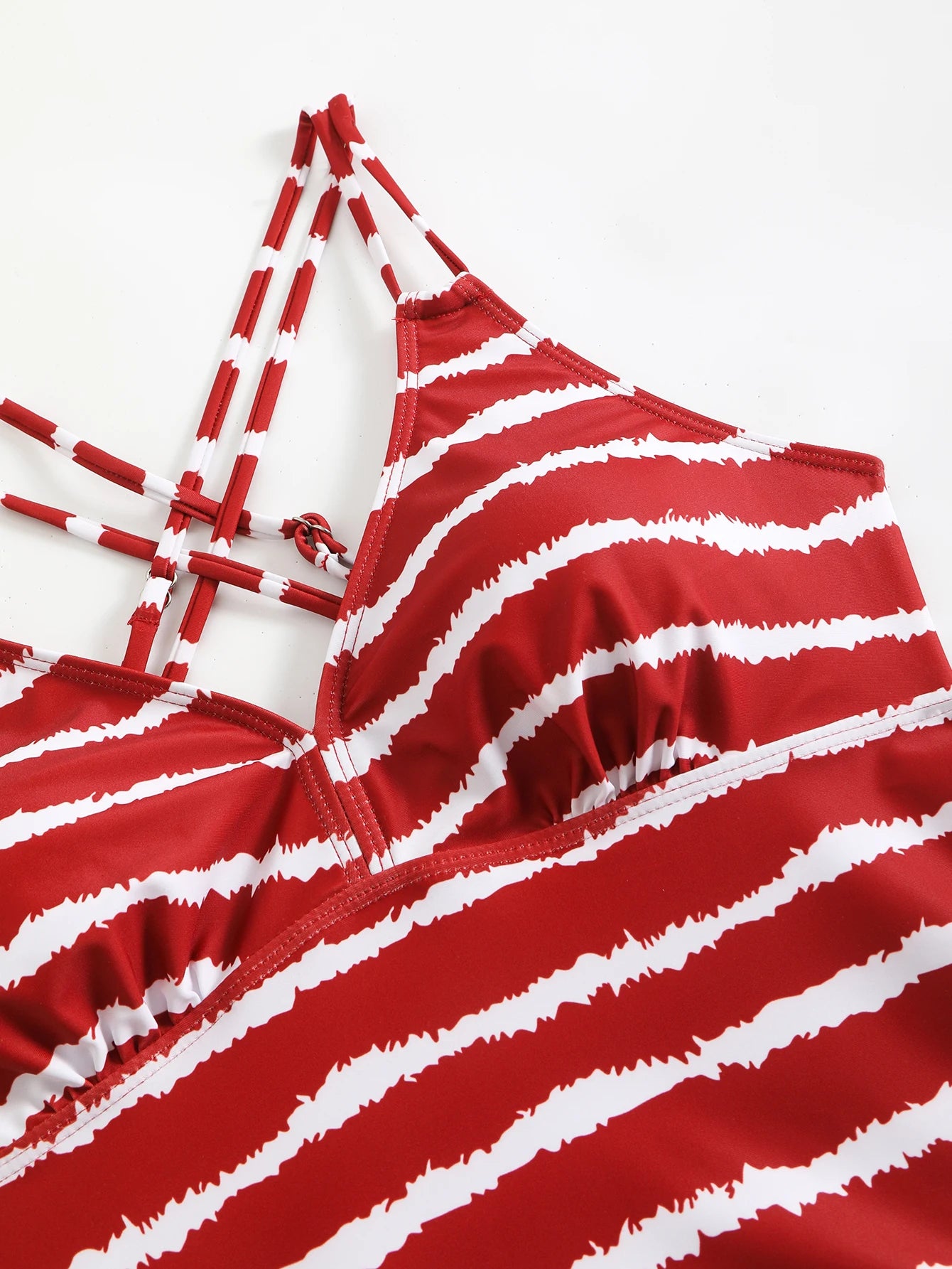Striped Tankini Set with Mid-Rise Bottoms