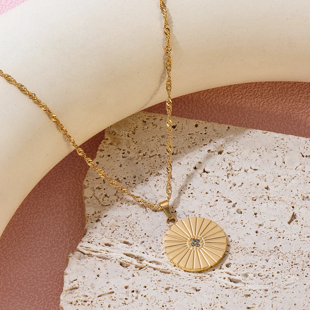 Sunburst Medallion Pendant Necklace