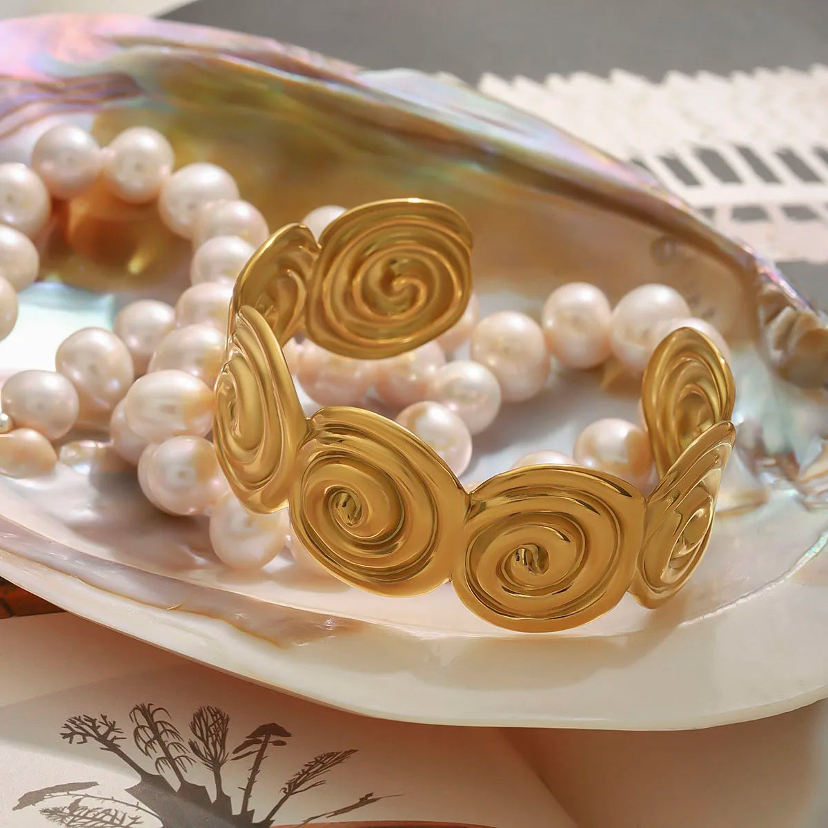 Abstract Spiral Cuff Bracelet