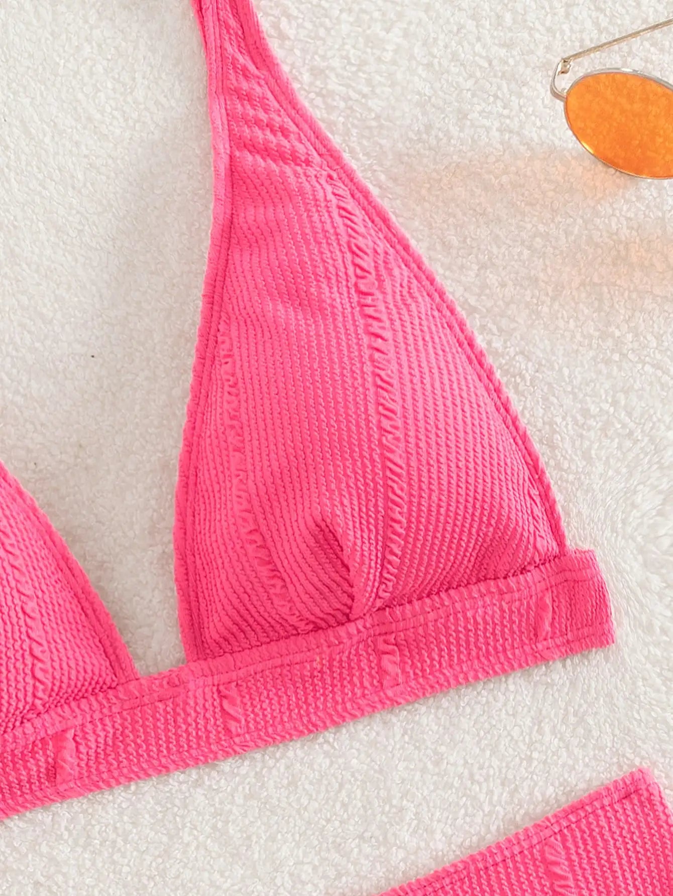 Textured High Waist Bikini Set
