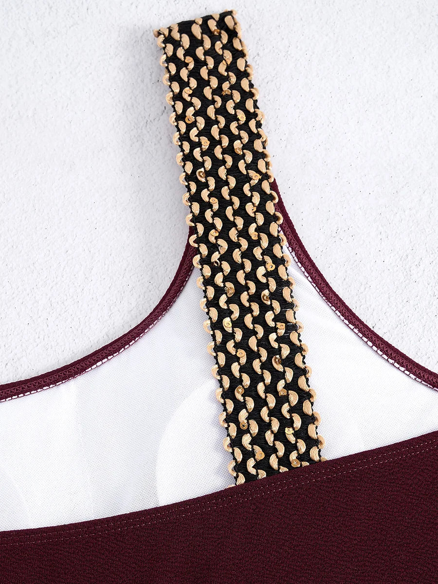 Asymmetrical One-Piece with Chain Detail