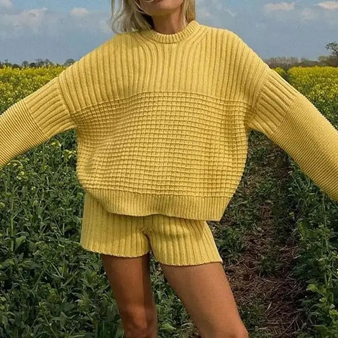 Cozy Knit Sweater & Shorts Set