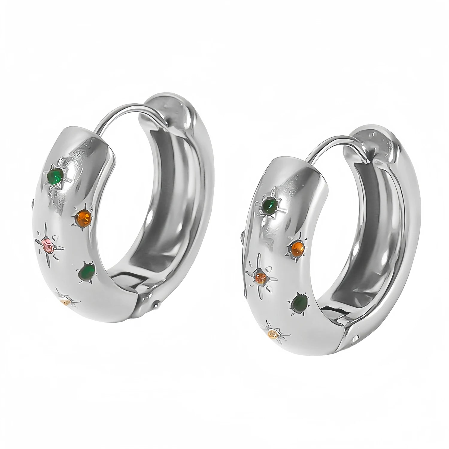 Starburst Gemstone Hoop Earrings