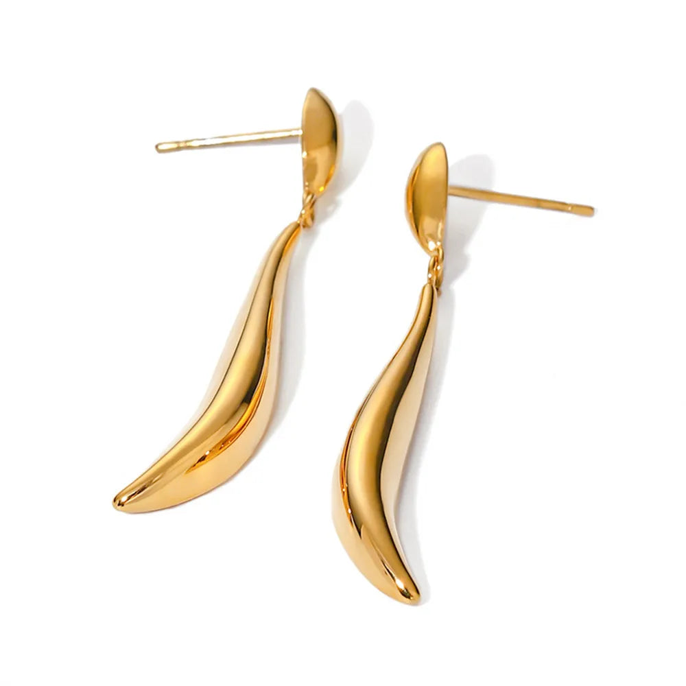 Golden Wave Drop Earrings