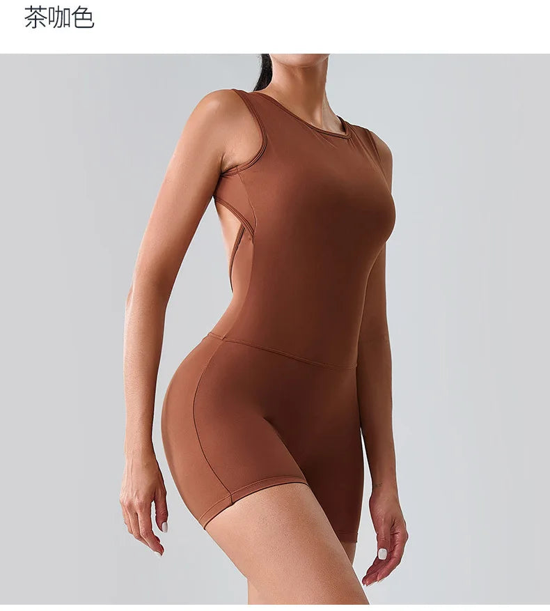 Open Back Biker Short Romper