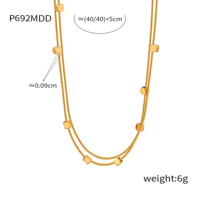 Golden Bead Layered Necklace