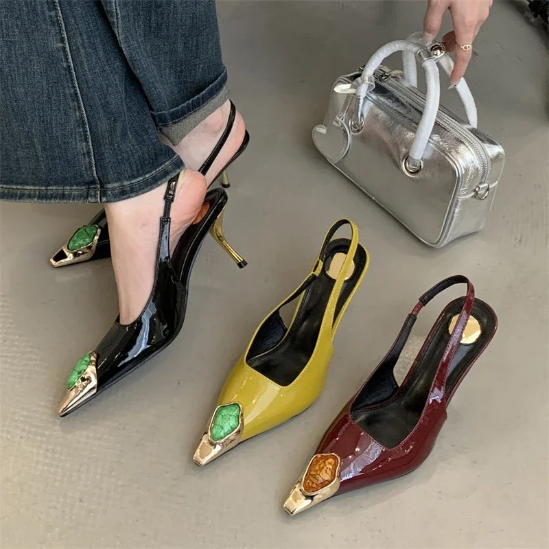Jewel Accent Slingback Heels