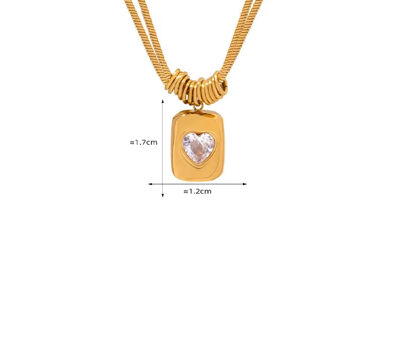 Gold Heart Crystal Pendant Necklace
