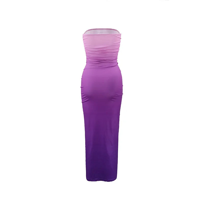 Ombre Mesh Bodycon Maxi Dress
