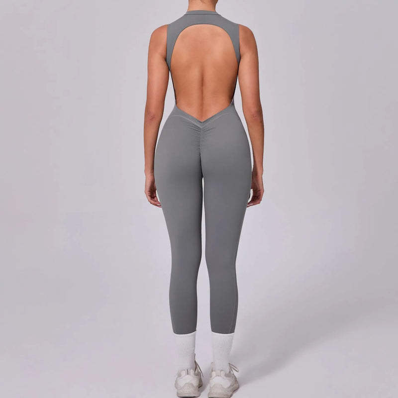 Open Back High Neck Athletic Jumpsuit