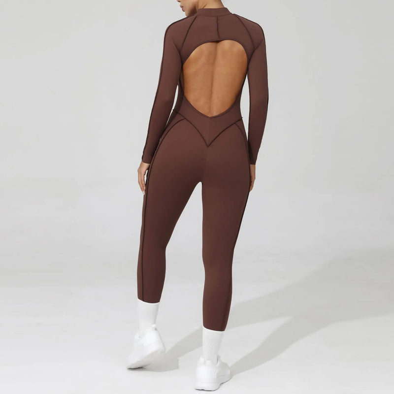 Long Sleeve Zip Front Jumpsuit