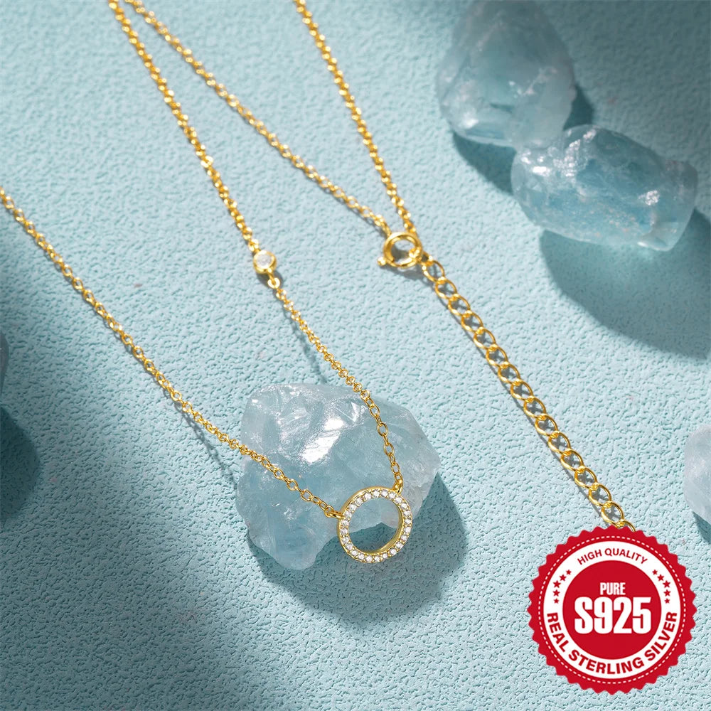 Dainty Circle Pavé Pendant Necklace