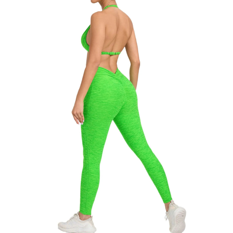Halter & Ruched Leggings Workout Set