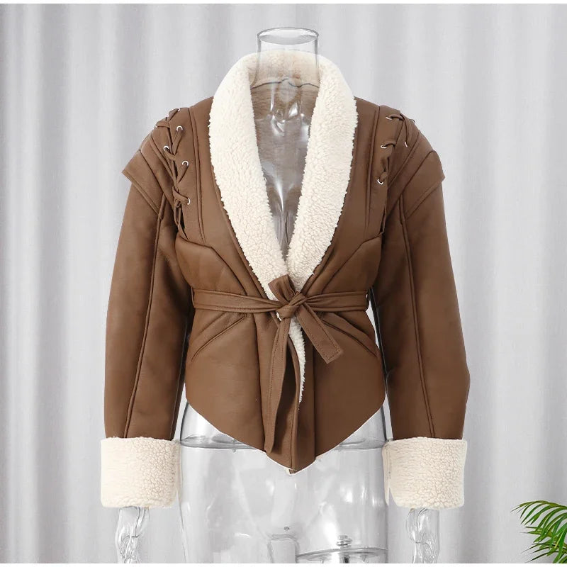 Belted Faux Shearling Jacket