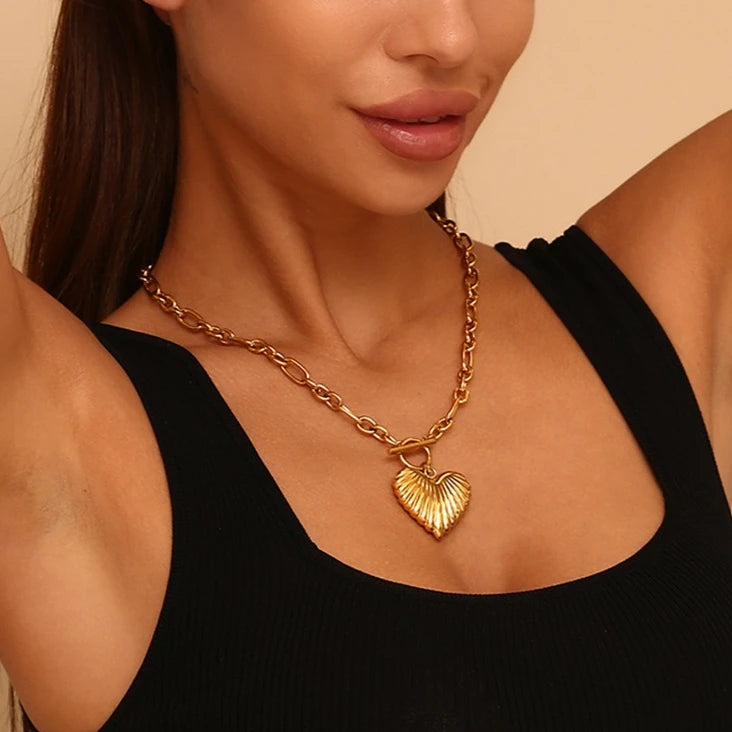 Golden Heart Pendant Necklace