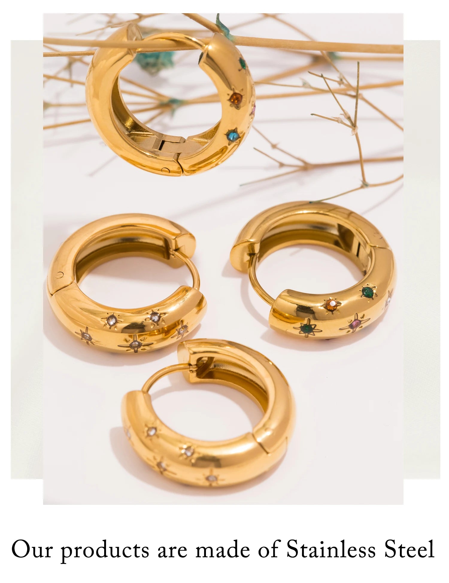 Starburst Gemstone Hoop Earrings