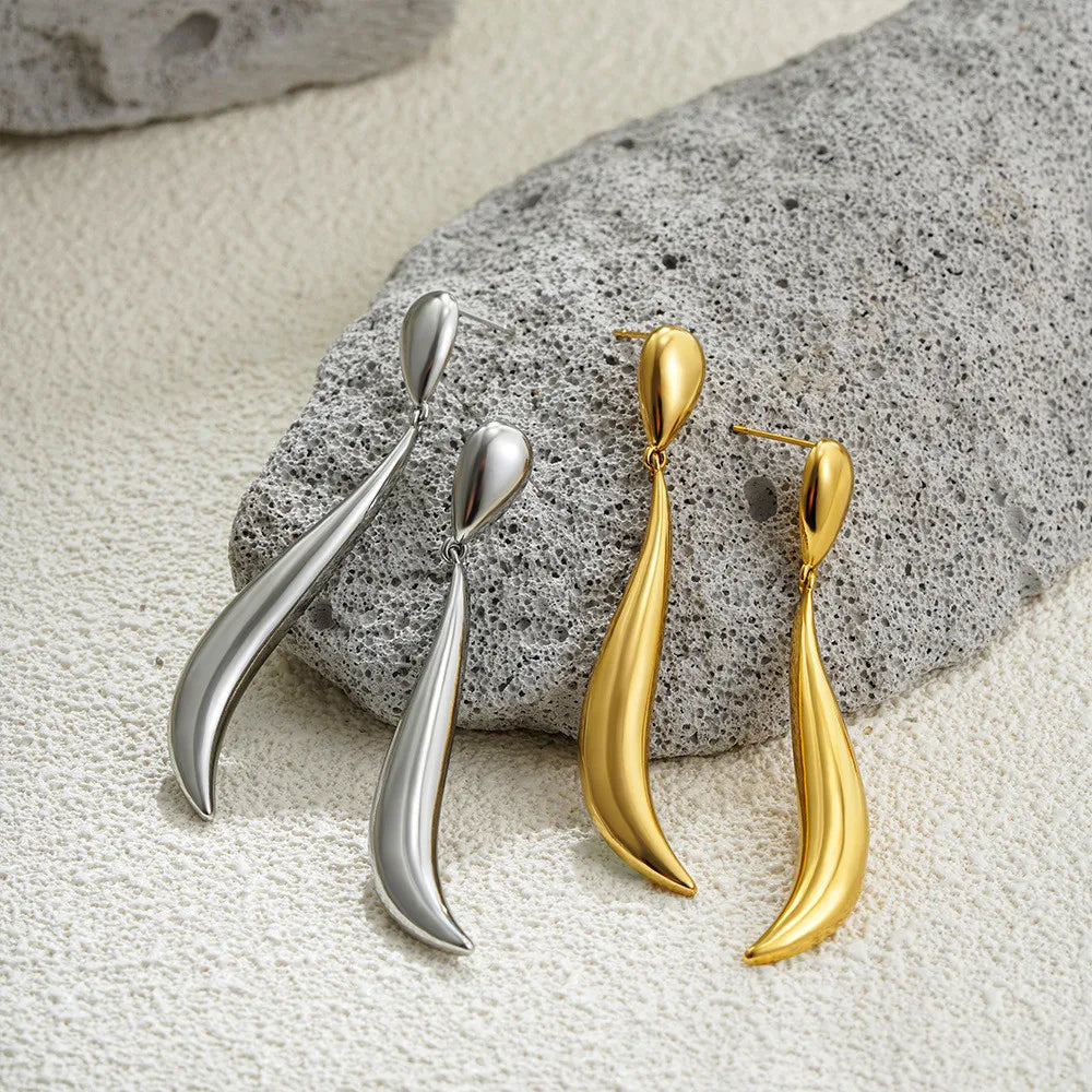 Golden Wave Drop Earrings