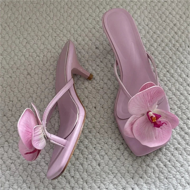 Orchid Accent Slip-On Sandals