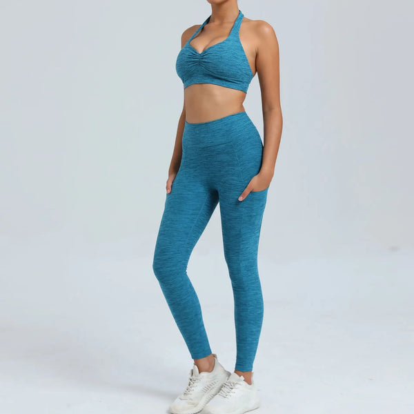Halter Bra & Pocket Leggings Workout Set