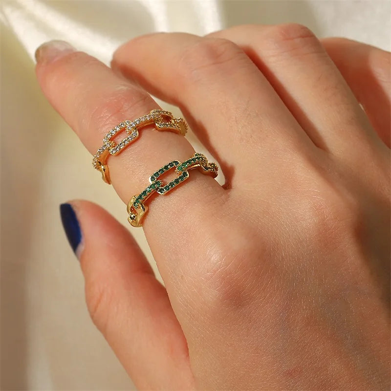 Crystal Link Band Ring