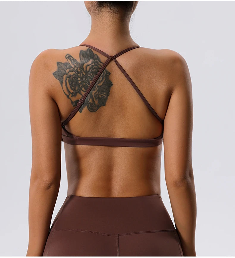 Twist-Front Halter Sports Bra