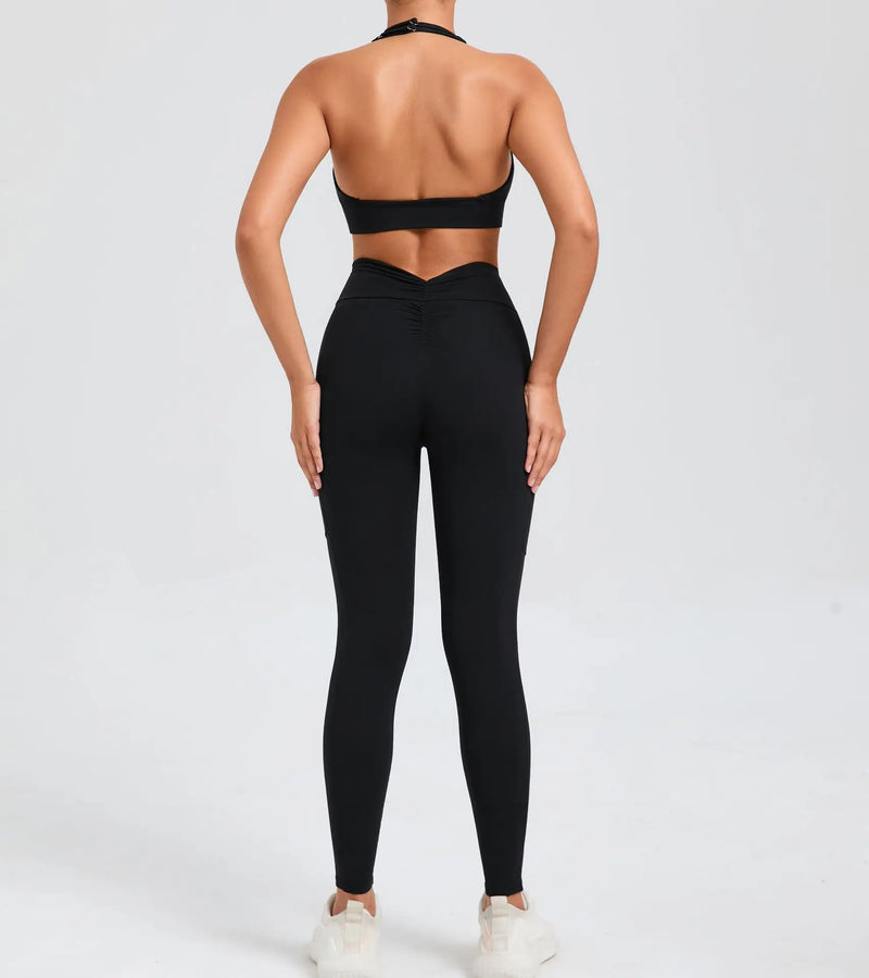 Halter Bra & Pocket Leggings Workout Set